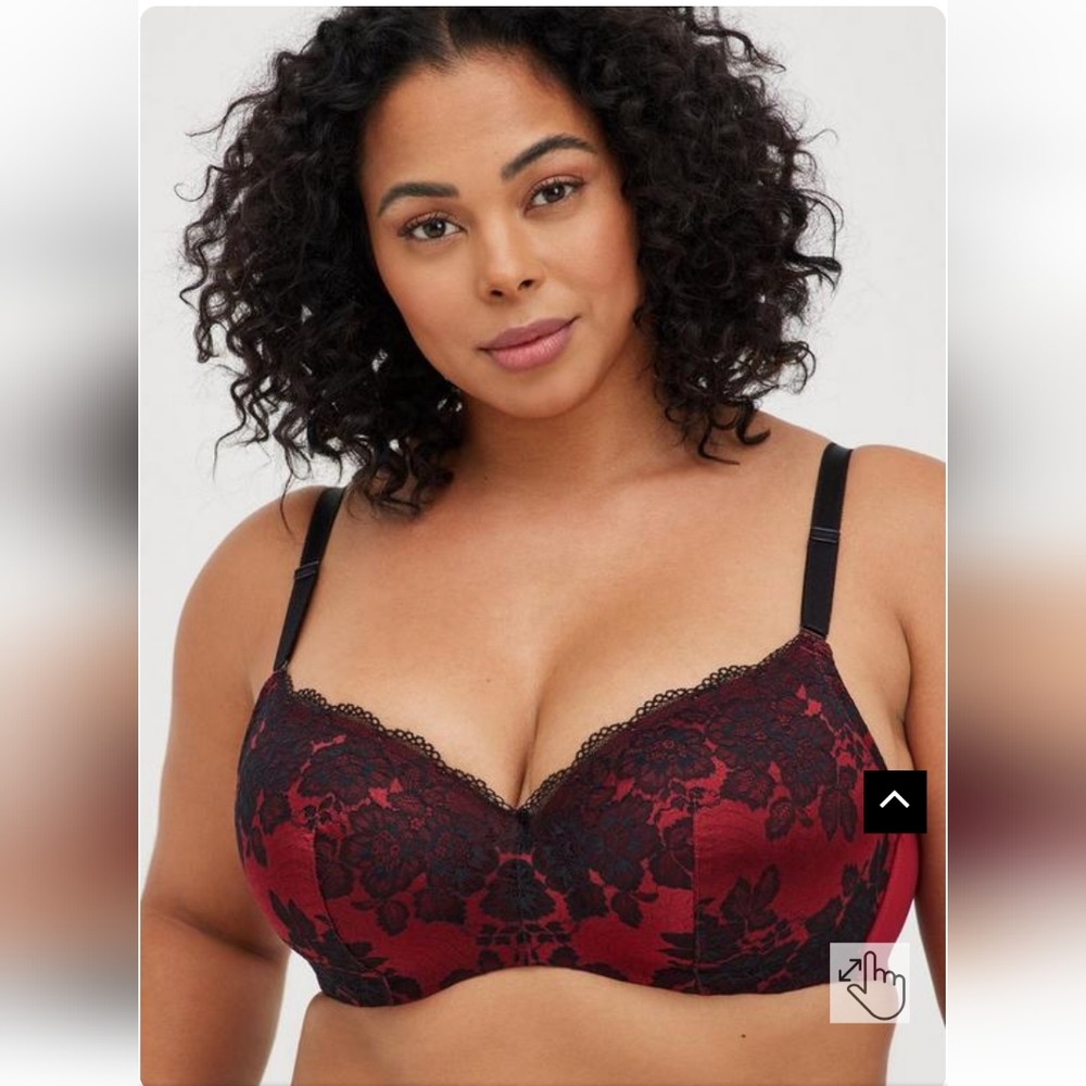 Full-Coverage Balconette Lightly Lined Two Tone Lace Bra 42F(DDD)